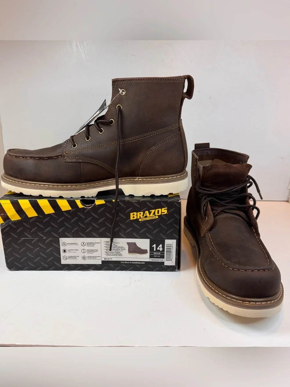 Brazos Men's Wyatt EH Composite Toe Lace Up Work Boots/EH/ SR/ Size 14